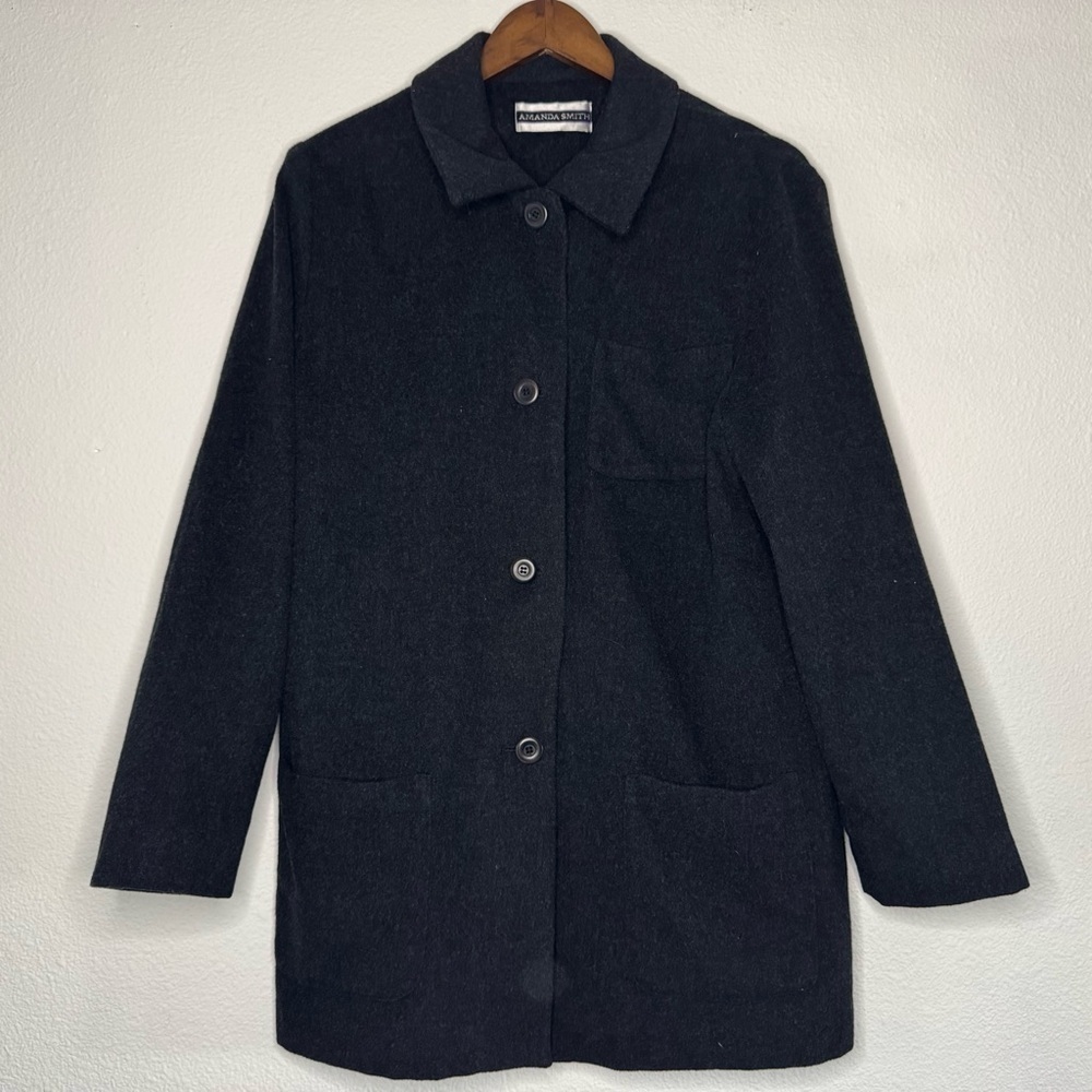 Vintage Amanda Smith Wool Cashmere Chore Jacket Size 14 Classic Vintage Academia - Picture 14 of 15